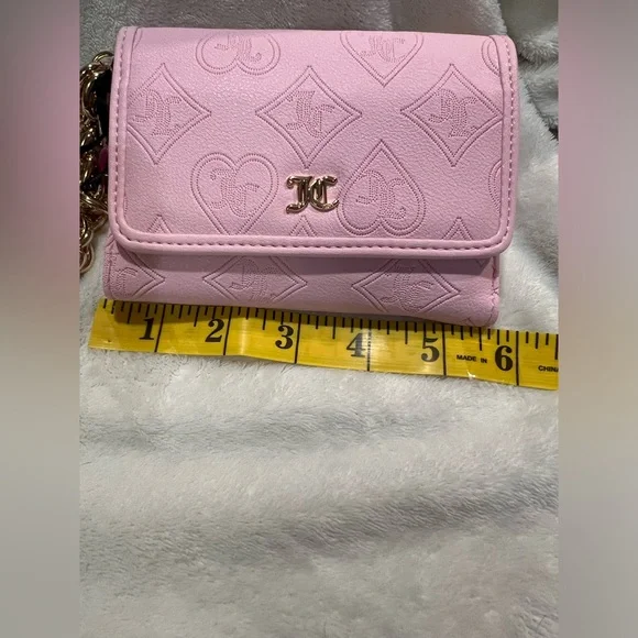 Juicy Couture Light Pink Double-Sided Trifold Wallet with Chain & Charms - Picture 7 of 8